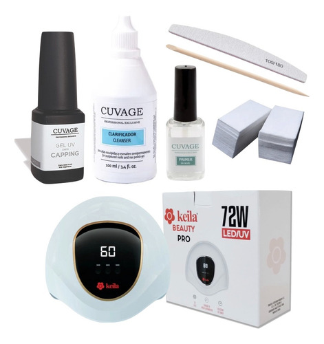 Kit Completo Kapping Nivelador Uñas Gel Uv Led Con Cabina C