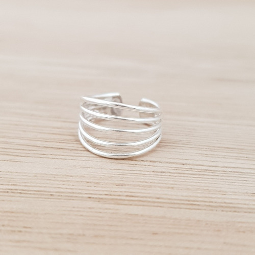 Aro Lily Cuff Bidu 5 Líneas Plata 925 