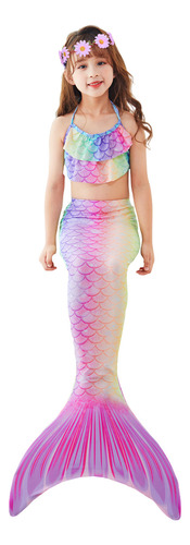 Traje De Baño Cola De Sirena Bikinis Para Niñas 4 Piezas