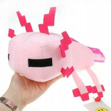 Peluche Ajolote Rosa Minecraf Cliffs And Caves Suave 25cm