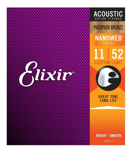 2 Encordados Guitarra Elixir .011 Phosphor 2 Pack