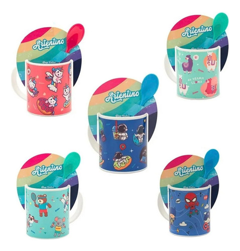 Pack 6 Jarro Taza Infantil Nena Nene Regalo Cuchara Acrilico