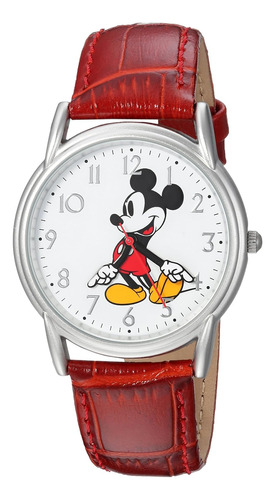 Disney Reloj Rojo Mickey Mouse Original De Cuarzo 