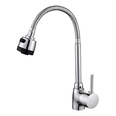 Mezcladora Laton Para Fregadero Monomando Flexible Meer Color Plateado | Meses sin interés