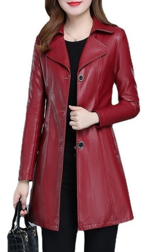 Chamarras Mujer Gabardinas Dama Chaqueta Cuero Talla Grande