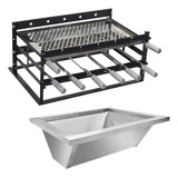 Grill Suporte Manual 6 Espetos Com Braseiro 71x50 + Grelha