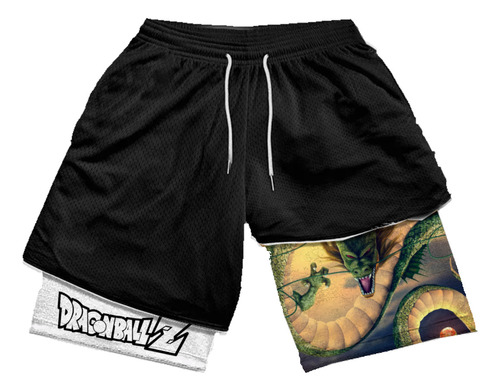 Short Dry-fit Compressão 2 Em 1 Masculino Anime Dragon Ball