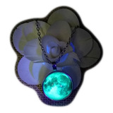Collar Luna Llena Brilla Oscuridad Luminoso Acero Inox Mod5