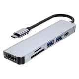 Hub Multipuerto 6 En 1 Tipo C A Hdmi 4k  Usb 3.o Sd Y Usb C