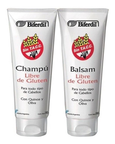 Biferdil Shampoo + Balsam Libre Gluten Apto Celiacos X180g 