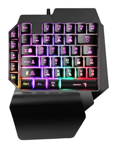 Teclado Usb Gamer One Hand Semi-mecanico Retroiluminado Rgb