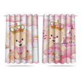 Quarto Infantil Cortina Ursinha Princesa Mod 02- 2,60 X 1,50