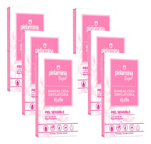 Pack 6 Bandas Depilatorias Faciales Rosa Mosqueta Pielarmina