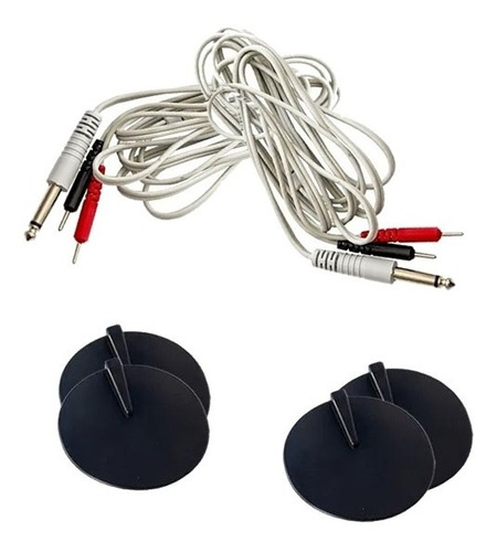 Kit 2 Cables + 4 Electrodos Equipos Meditea O Similar