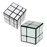 Cubo Rubik 2x2+ 3x3 Qiyi Mirror Lubricado Speedcube Color De La Estructura Plata