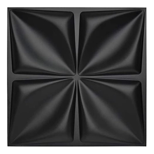 Panel De Pared 3d Negro Mate Pvc Diseño De Flor