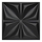 Panel De Pared 3d Negro Mate Pvc Diseño De Flor