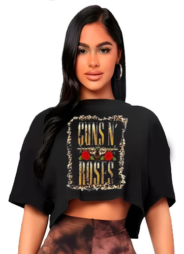 Polera Crop Top Guns N' Roses Oversize Grafimax