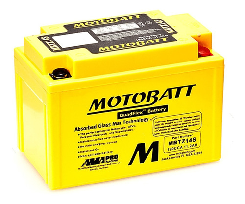 Bateria Motobatt Quadflex 12v 11.2 Ah Mbtz14s Ytz12s Ytz14s