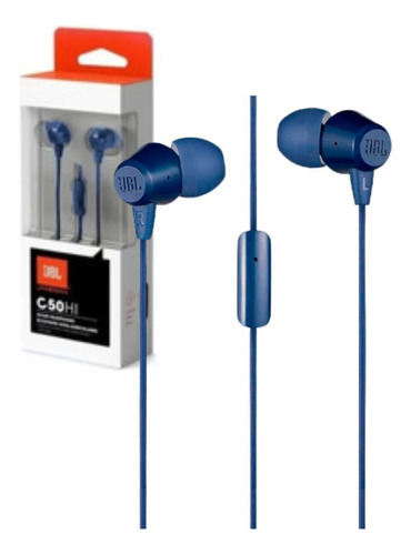 Audífonos Jbl C50hi Color Azul Alambrico Con Microfono
