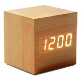Reloj Despertador Cubo De Madera Digital Pantalla Led - Ps