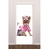 Adesivo Porta Pet Shop Cachorro Animais Yorkshire 2.10mx80cm