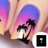 Molde Stencil Unhas - Efeito Tropical - 20 Unidades