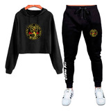 Conjunto Feminino Cropped + Calça Moletom Série Cobra Kai