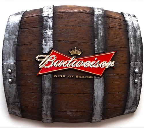 Barril Horizontal De Parede Em Fibra - Budweiser Cerveja