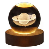 Lâmpada Saturno 3d Luz Noturna Cristal Luz Planeta Esfera