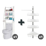 Estante Rack Organizador Baño + Organizador Esquinero Ducha