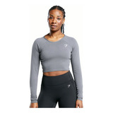 Gymshark Lifting Essential Long Sleeve Crop Top - Pitch Grey