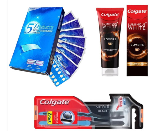 Pack Blanqueado De Dientes Full 28 Tiras 5d+pasta+cepillos