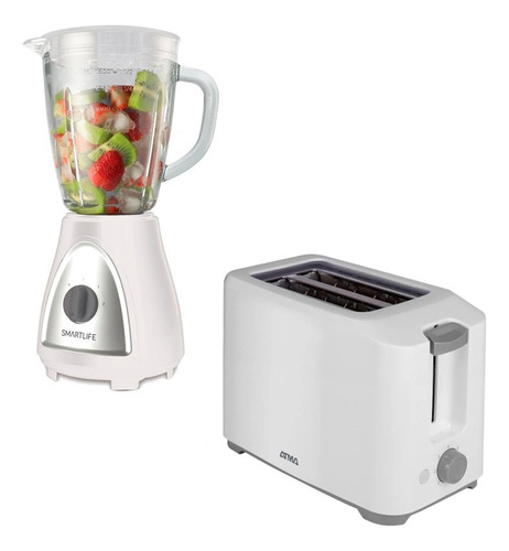 Licuadora Smartlife Vaso Jarra Vidrio + Tostadora