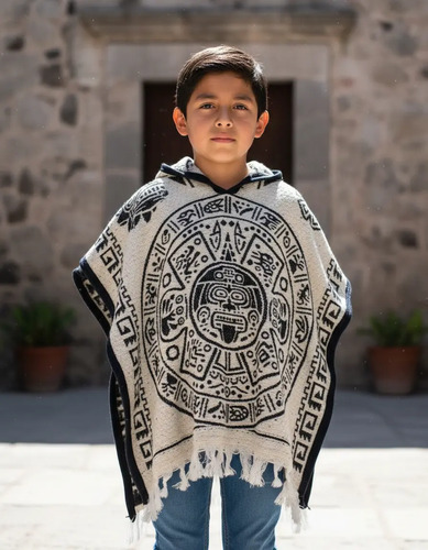 Jorongo Infantil Lana 100% Poncho Mexicano Talla 6-10 | Meses sin interés