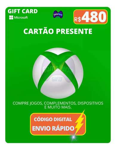 Gift Card Xbox Cartão Presente Microsoft Live R$ 480 Reais