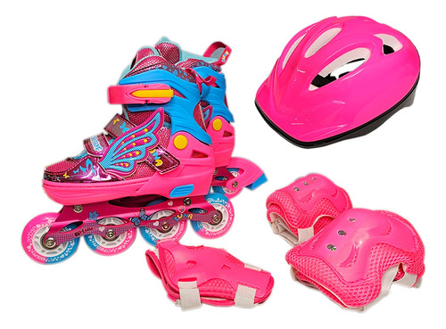 Kit Patines Semiprofesionales Casco + Protección Niñas Niños