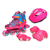 Kit Patines Semiprofesionales Casco + Protección Niñas Niños