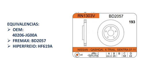 Disco De Freno Para Nissan Sentra, Qashqai Y X-trail Foto 7