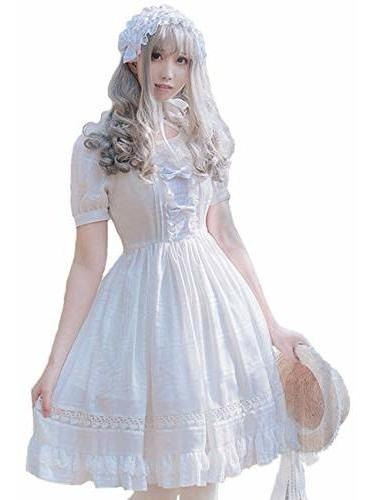 Smiling Angel Girls White Sweet Lolita Dress Princess Court 