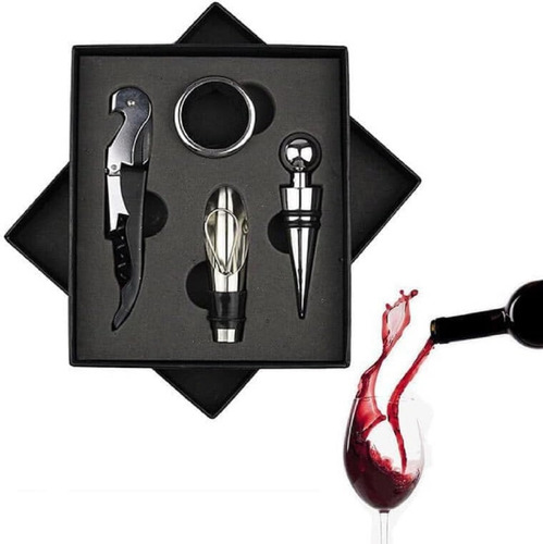 Set De 4 Accesorios Para Vino: Sacacorchos, Abridor De Dos T