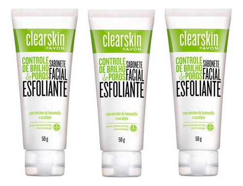 Kit Clearskin Sabonete Facial Esfoliante 50g Avon (3 Und.)