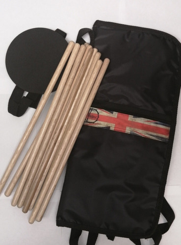 Baquetas Timbal 5a 5b 10 Pares+practicador+baquetero Paquete