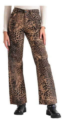 Pantalon Animal Print Wide Leg Jean Tendencia