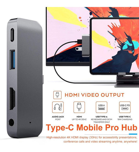 Hub Usb C Para iPad Pro 2020 Macbook Pro Usb Tipo C 4k Hdmi