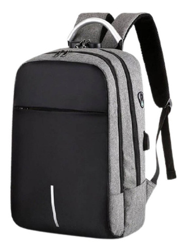 Morral Maleta Antirrobo Para Pc 15.6 Gris Puerto Usb