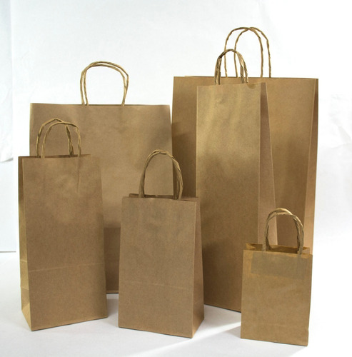 100 Bolsas 41x30x12 + 50 Bolsas 30x22x10 Madera Kraft