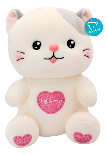 Gato De Peluche Amor 23 Cm Corazón Kawaii Regalo