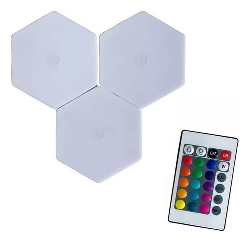 Luz Led Modular Hexagonal Rgb Decorativo Táctil Kit 3 Piezas