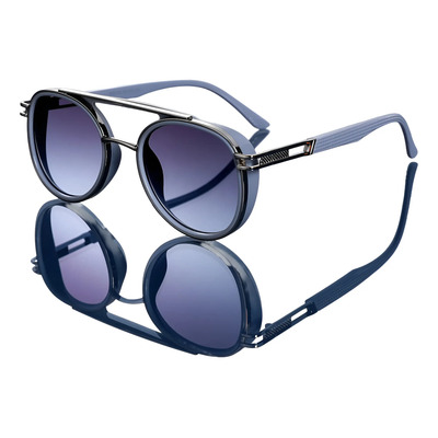 Lentes De Sol Redondos Silicon Gris Unisex Retro Steampunk | Envío gratis